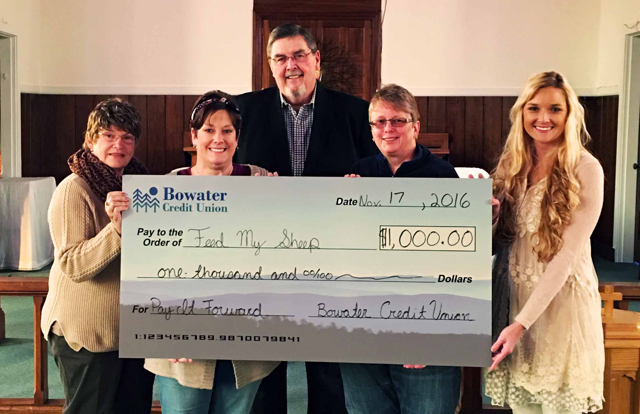Member Lori Freeman Wins $1,000 for Feed My Sheep - Bowater Credit Union