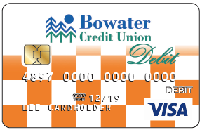 picture of orange and white checkered debit card